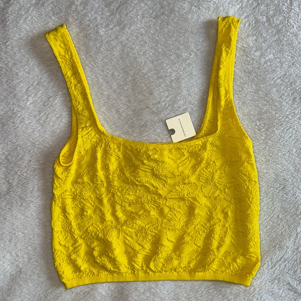 Anthropologie Yellow Textured Tank Top